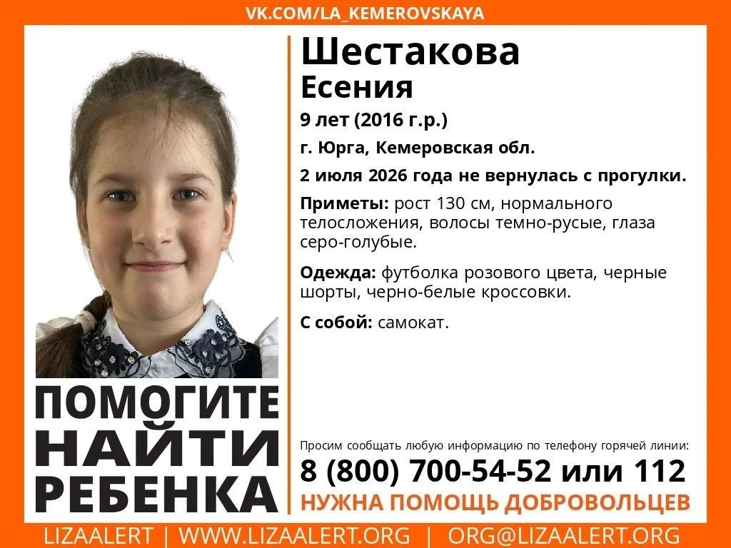 В Кузбассе возбуждено уголовное дело по факту исчезновения 9-летней девочки