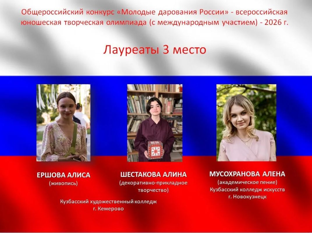 Подведены итоги Общероссийского конкурса «Молодые дарования России» – всероссийской юношеской творческой олимпиады (с международным участием) – 2026 Подведены итоги Общероссийского конкурса «Молодые дарования России» – всероссийской юношеской творческой олимпиады (с международным участием) – 2026