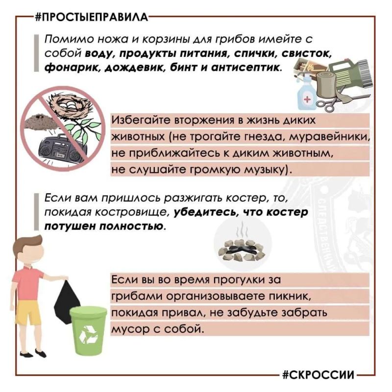 Региональное следственное управление предупреждает: соблюдайте меры безопасности при сборе грибов и ягод Региональное следственное управление предупреждает: соблюдайте меры безопасности при сборе грибов и ягод