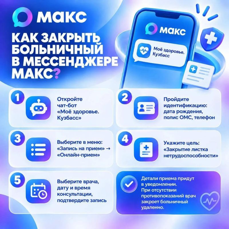 Кузбассовцы могут закрыть больничный лист в мессенджере МАКС